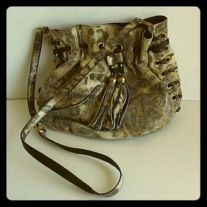 Chez Cross body Embossed Snake Skin Leather Purse
